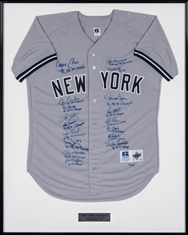 1999 New York Yankees Team Signed & Inscribed Yankees "Team of the Decade" Road Jersey With 17 Signatures Including Jeter, Rivera & Torre In 32x40 Framed Display (LE 14/25) (Beckett)